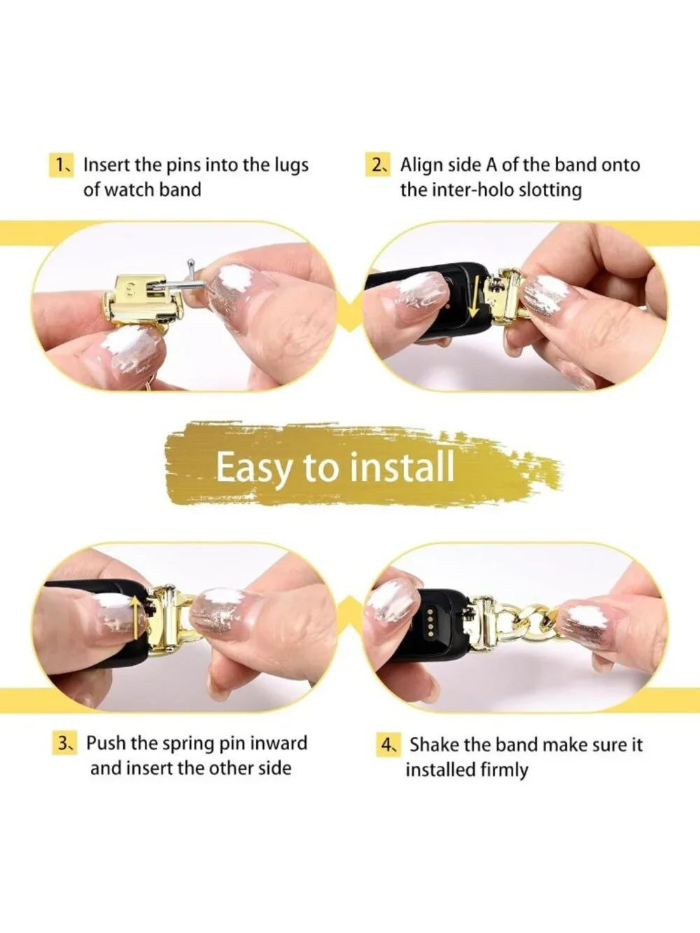 Stylish Adjustable Metal Chain Band for Fitbit Inspire 3 - Stainless Steel